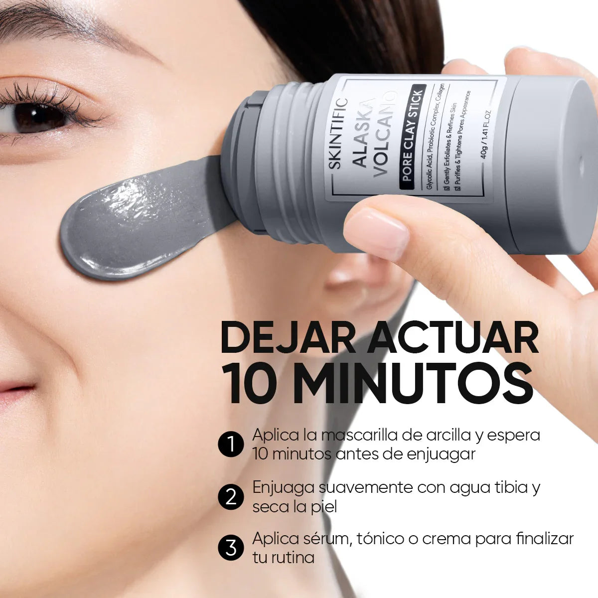 Mascarilla en barra de arcilla de limpieza profunda para puntos negros y poros con Volcán de Alaska