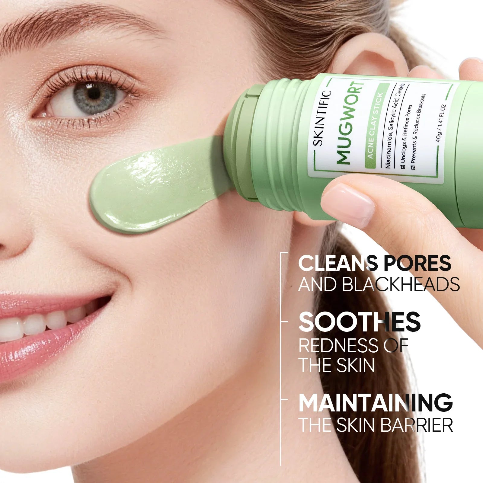 Mascarilla en barra de arcilla con Artemisa anti poros y antiacné