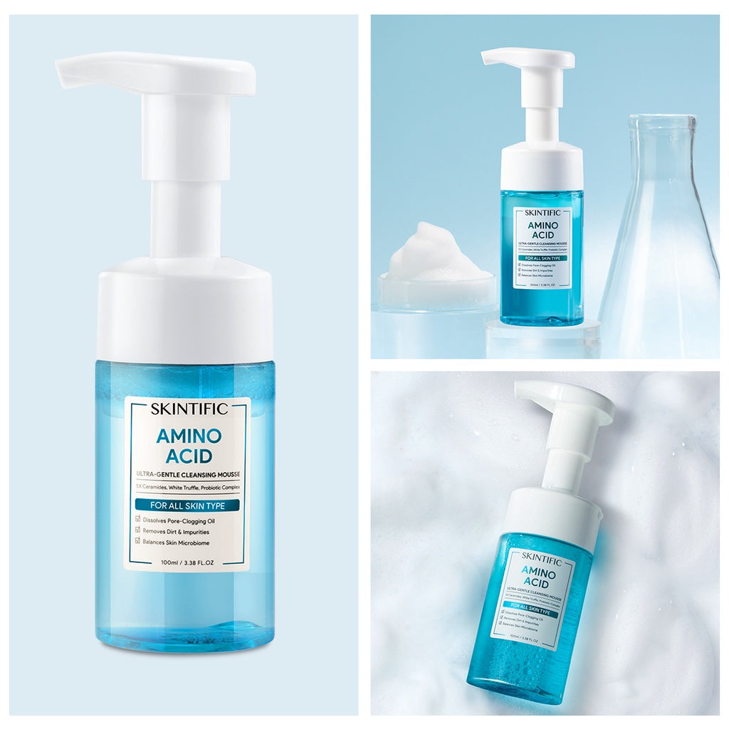 Limpiador facial en mousse ultra suave con aminoácidos