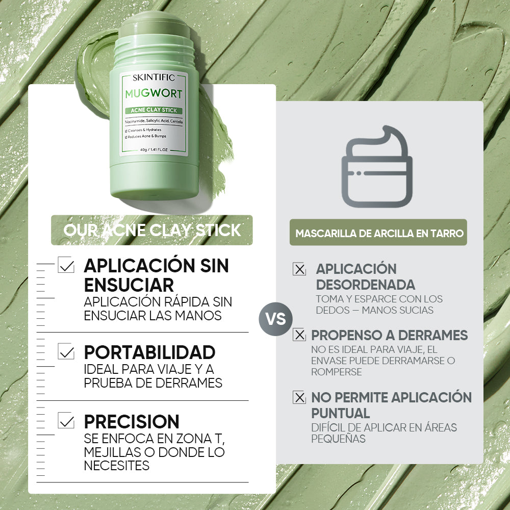 Mascarilla en barra de arcilla con Artemisa anti poros y antiacné
