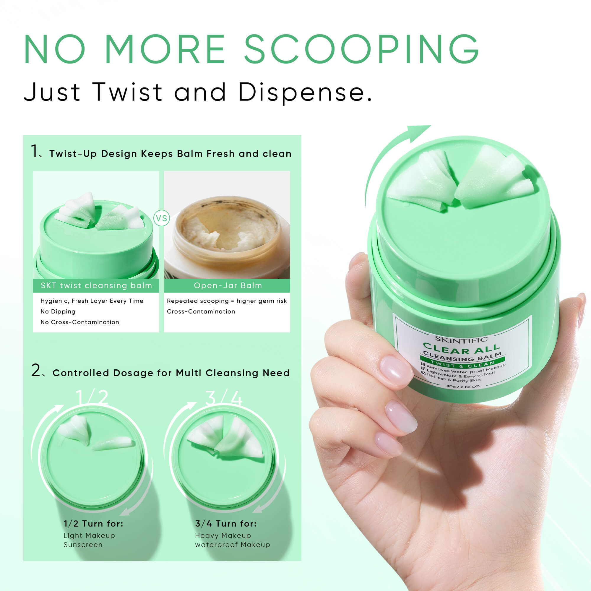 Bálsamo limpiador en barra giratoria para eliminar maquillaje waterproof